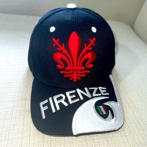 Firenze  Italy Basball Hat Cap Black, Red&White Embroidery Adjustable
